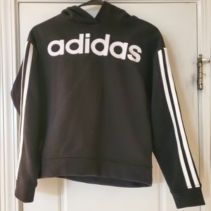 Adidas 3 stripe pullover hoodie black/white(10/12)